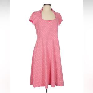 Blutsgseschwister pink and cream patterned a line knit midi dress, XL